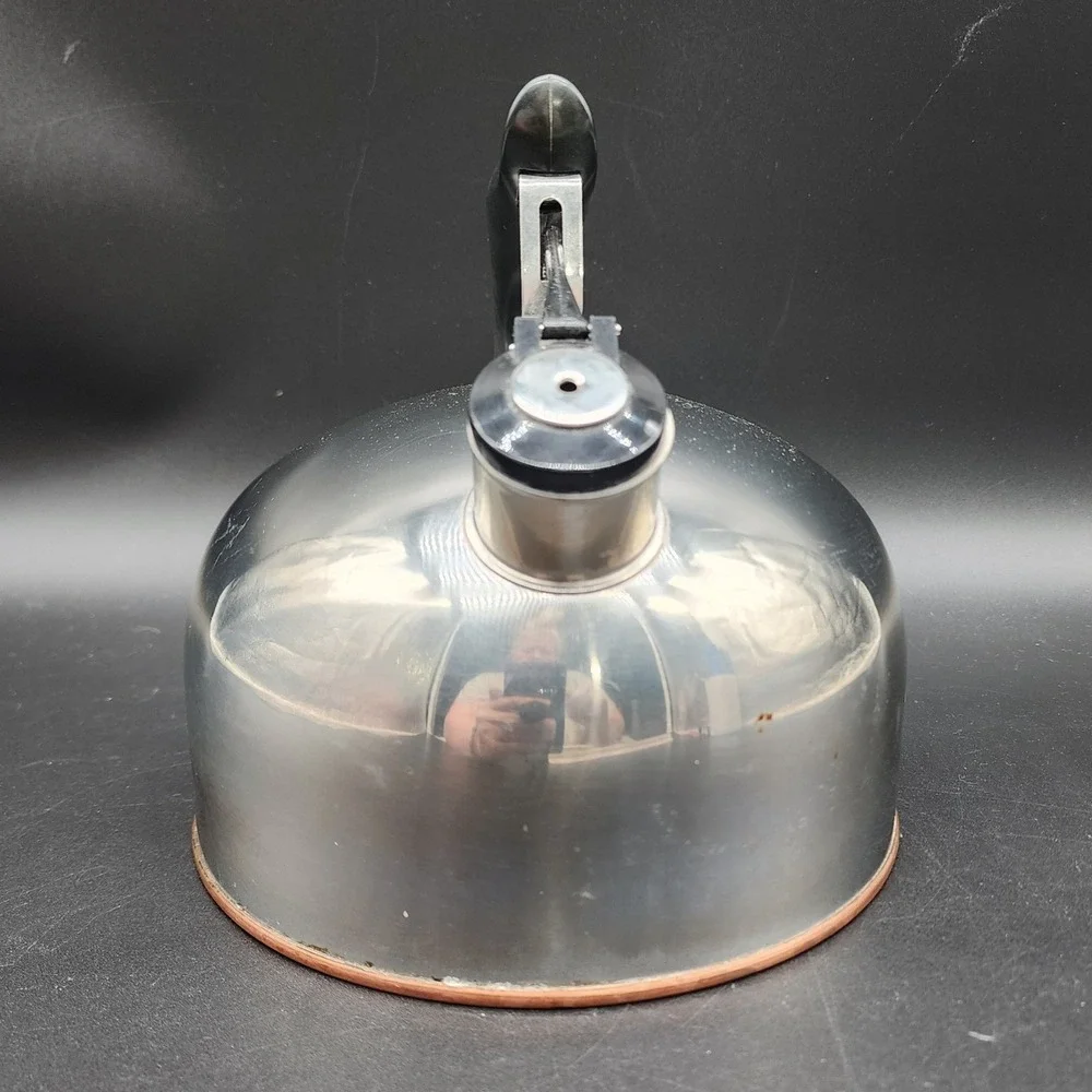 Revere Ware 2qt Silver Copper Bottom Whistling Tea Kettle Paul Revere Signature